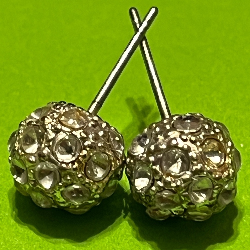 Stud Silver Rhinestone Earrings - image 1
